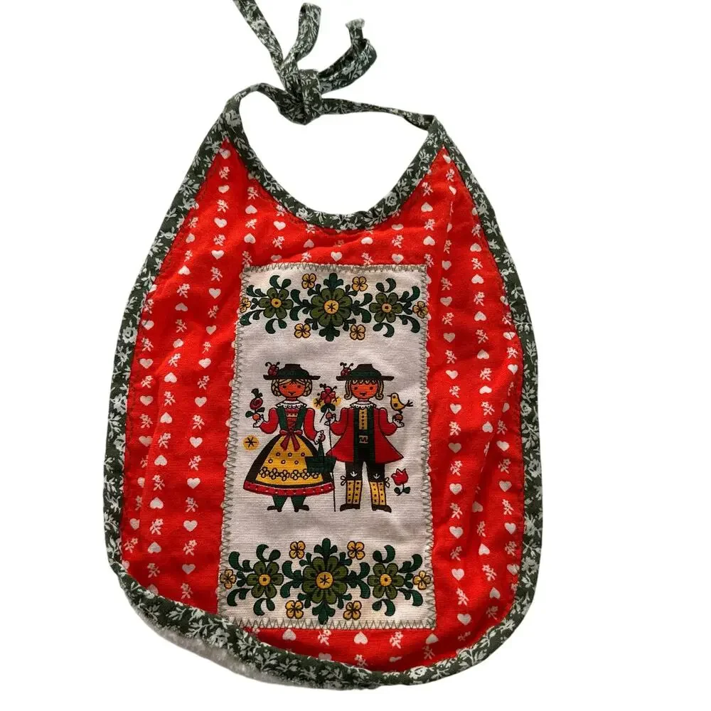 Vintage Kolf Baby Bib Austrian Folk Art 100% Cotton